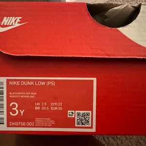 Nike Dunk Low PS Black and White Sneakers in Red Box